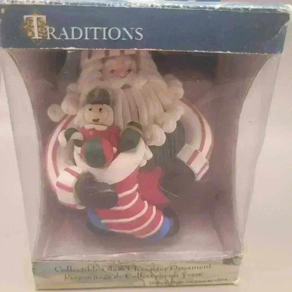 Traditions collectible Glass Character Ornament Santa With Toy Bag Nutcracker